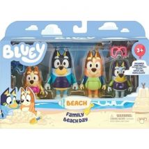 Bluey La Famille A La Plage (4 Figurines) - Univers Miniature - Des 3 Ans - Moose Toys