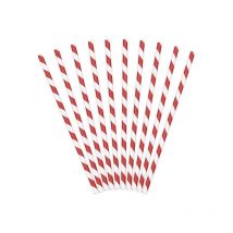 10 Pailles Papier Rayées Rouge/blanc - PartyDeco