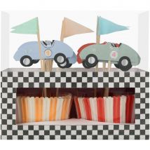 Kit 24 Caissettes Et Déco Voitures De Course - Meri Meri