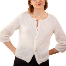 Gilet Cladomia- Kit Taille S Et M Blanc Aiguilles N°5 - Tricotez-moi