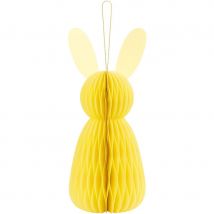 1 Décoration Lapin Nid D'Abeille 12 Cm - Jaune - PartyDeco