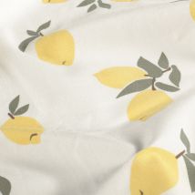 Tissu Jersey Coton Citrons Jaunes Sur Fond Blanc - Craftine