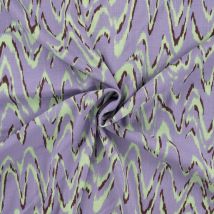 Tissu Viscose Aspect Lin Waves Vert Menthe Sur Fond Lilas - Au Mètre - Craftine