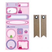 Etiquettes Repositionnables Princesse + 20 Étiquettes Kraft Fanion - Youdoit