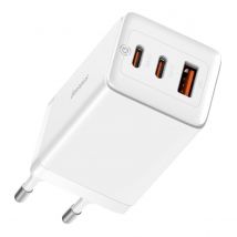 Baseus Chargeur Gan Pd / Qc Port 2x Usb Et 1x Usb-c ​65w Avec Câble 1m 100w Blanc