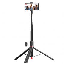 Forcell Perche Selfie Sans Fil 1.70m Pour Smartphone 60 À 95 Mm Avec Trépied Automatique Noir