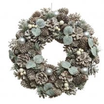 Couronne Pomme De Pin Givre Ø 34 Cm - Plastique - Annikids