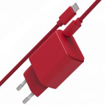 Jaym Pack Chargeur Secteur Usb-c 20w Power Delivery 2.0 Avec Câble Usb-c 1.5m Rouge