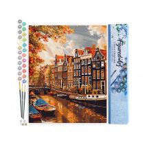 Peinture Par Numéro Figured'art - Soleil À Amsterdam - Kit De Loisir Créatif Diy Numéro D'Art Complet - 40x50cm Sans Châssis En Bois