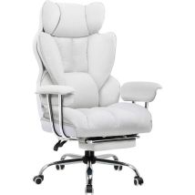 Chaise Gaming Ergonomique Comhoma - Pu - Blanc - Avec Repose-pieds - Dossier 65 Cm - Comhoma
