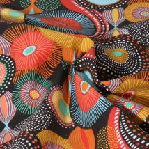 Tissu Coton Imprimé Boubou Terra Sur Fond Noir - Au Mètre - Craftine