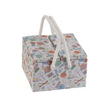 Panier À Couture Motif Couture - 25x25x17cm - Distrifil Ecru