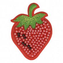 Ecusson Thermocollant Fraise Perles 4,5x5cm - MyMercerie