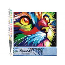 Peinture Par Numéro Figured'art - Félin Pop Art - Kit De Loisir Créatif Diy Numéro D'Art Complet - 40x50cm Sans Châssis En Bois