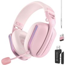 Casque Gaming Sans Fil Ps5/ps4/switch/pc - Oniverse - 2,4 Ghz, Bluetooth, Batterie 33h Polaris Rose