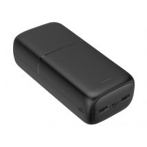 Akashi Batterie Externe 30000 Mah 2x Ports Usb Et 1x Usb-c 18w Compacte Noir