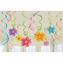12 Décorations Spirales Hawai - Amscan