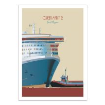 Affiche 50 X 70 Cm - Saint-nazaire - Queen Mary 2 - Artmoric - Wall Editions