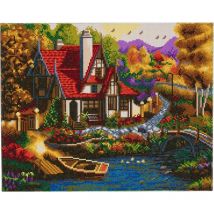 Crystal Art Kit Tableau Broderie Diamant 40x50cm Cottage - Diamonds