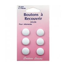 Boutons Nylon N°15 À Recouvrir X 6 - Distrifil 15 Blanc