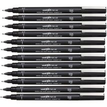 12 Feutres De Dessin Uni Pin - 0.7 Mm - Noir - Uni-ball - Uni-Ball
