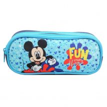 Trousse Scolaire 2 Compartiments Disney Mickey Bleu - Bagtrotter - Bagtrotter