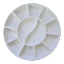 Palette De Peinture - Ronde - Porcelaine - 12 Compartiments - Pavonidea