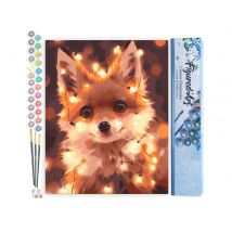 Peinture Par Numéro Figured'art - Petit Renard Et Guirlande Éclairée - Kit De Loisir Créatif Diy Numéro D'Art Complet - 40x50cm Sans Châssis En Bois