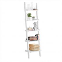 Sobuy Frg17-w Étagère Murale Style Échelle 5 Niveaux Bibliothèque Étagère Échelle - Sobuy