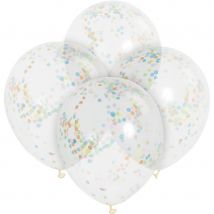 6 Ballons Transparents Et Confetti Multicolores - Annikids
