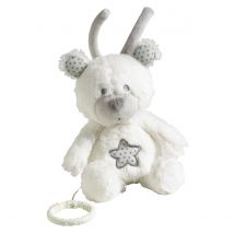 Peluche Mini Musical Ours En Velours Blanc - Sauthon