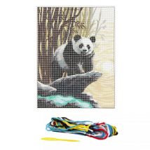 Kit Complet Canevas 15 X 20 Cm Motif Panda Forêt Bambou - Distrifil