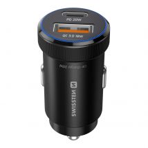 Swissten Chargeur Voiture Fast Charging 20w Usb-c Power Delivery Et Usb 3.0 Noir