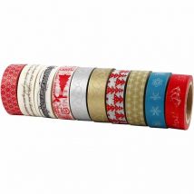 Bande Adhésive Washi Tape, Noël, L : 15 Mm, 10x10 M/ 1 Pq. - CC Hobby