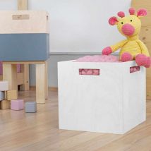 Boîte De Rangement Bois Modèle 1 - Poignées - Blanc - 33 X 33 X 37 Cm - Benlemi