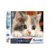Diamond Painting Broderie Diamant Figured’art 40x50cm Toile Entière Roulée Avec Diamants Carrés - Petit Chat Curieux - Figured'Art