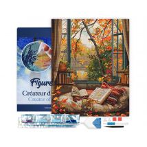 Diamond Painting Broderie Diamant Figured’art 40x50cm Toile Tendue Sur Châssis En Bois - Diamants Carrés - Lecture Cosy En Automne - Figured'Art