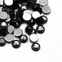 40 Perles Cabochon Rond Strass Noir 8 Mm Acrylique À Coller - Dos Argenté - Creation Diy - La boutique de Karine