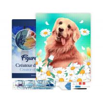 Diamond Painting Broderie Diamant Figured’art 40x50cm Toile Tendue Sur Châssis En Bois - Diamants Carrés - Golden Retriever - Figured'Art