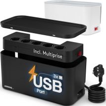 Boite Cache Cable - 5 Prises, 3 Usb A, Range Cable Avec Cache Multiprise, Boîtier De Rangement Avec Cache Prise Electrique- Acropaq - Acropaq