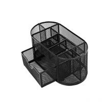 Organiseur De Bureau - 9 Compartiments - Métal - Noir - Pour Le Bureau - Atoutbois