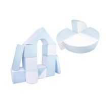 Set De 15 Blocs En Mousse Le Jeu Blanc Bleu Pastel - Velinda
