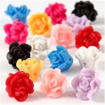 Roses En Pâte, D 16x10 Mm, Diamètre Intérieur 0,5 Mm, Ass. De Couleurs, 16 Ass./ 1 Pq. - CC Hobby