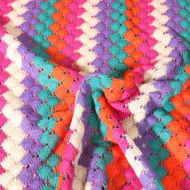 Tissu Crochet Ajouré Rayé Multicolore - Craftine