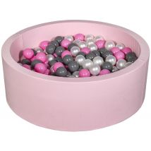 Piscine À Balles Aire De Jeu + 200 Balles Rose Perle, Rose Clair, Gris - Velinda
