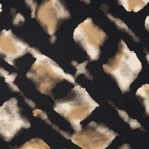 Tissu Viscose Carreaux Irréguliers Beiges Sur Fond Noir - Au Mètre - Craftine