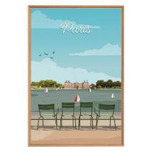 Tableau Mural Encadré Illustration Jardin Du Luxembourg Paris 65x97 Cm - Ceanothe