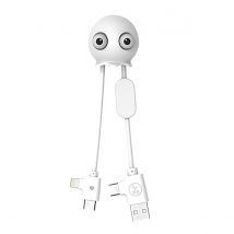 Xoopar Câble Usb-a Vers Micro-usb Et Ligthning Jelly 2a 10cm Format Porte-clés Blanc - Xoopar