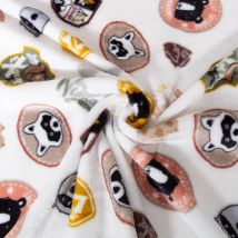 Tissu Doudou Imprimé Annimaux Sur Fond Blanc - Craftine