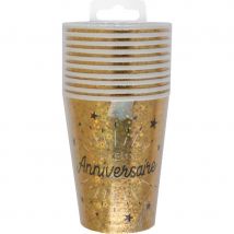 10 Gobelets Anniversaire Etincelant Or - Santex